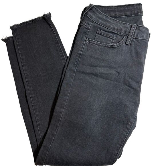 JUST BLACK Black Denim Jeans Distressed Fringed Hem‎ - Size 28 - Picture 1 of 14